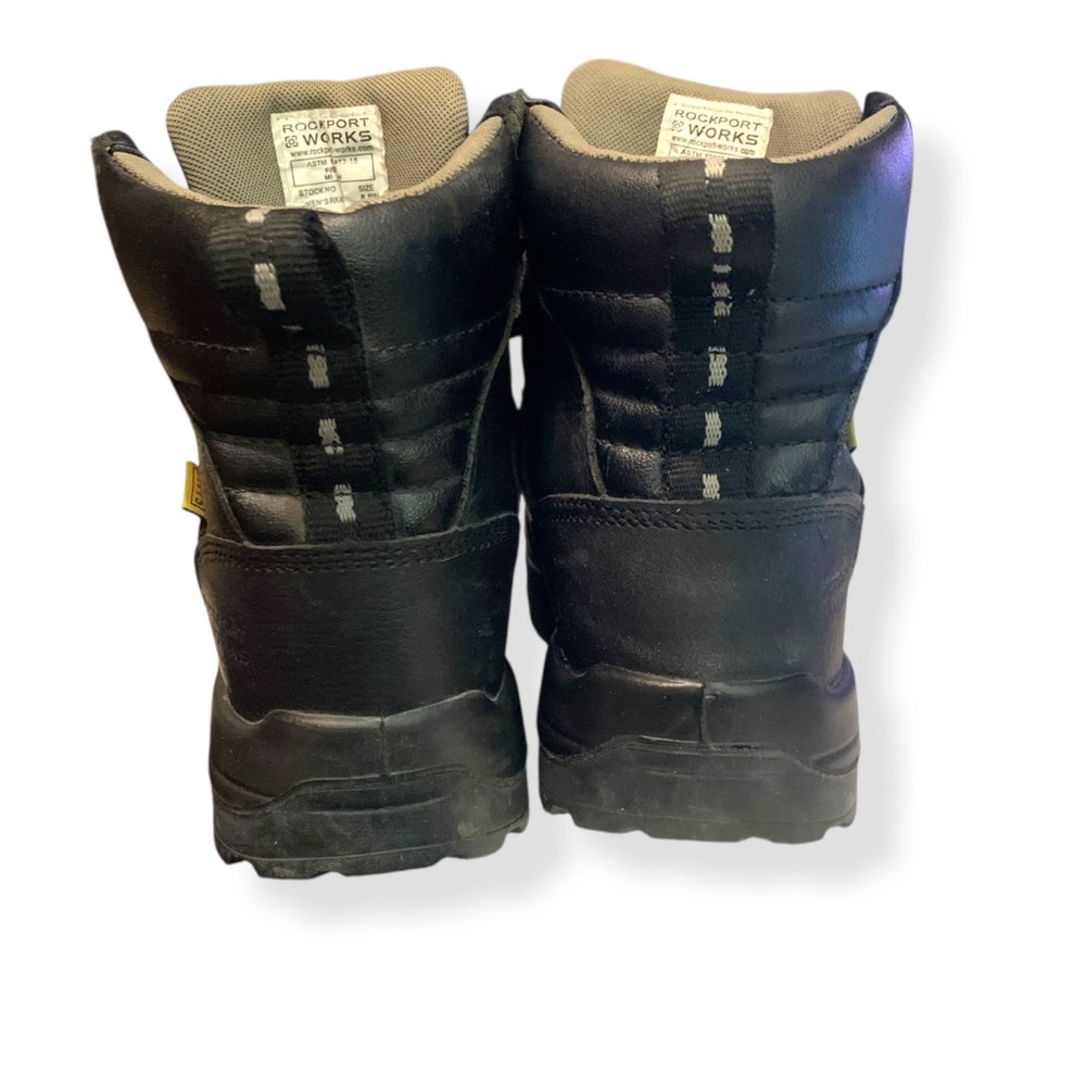 Rockport Works Women's Black Leather Steel Toe Safety Work Boots RK465 Sz 8.5 W - Picture 8 of 13